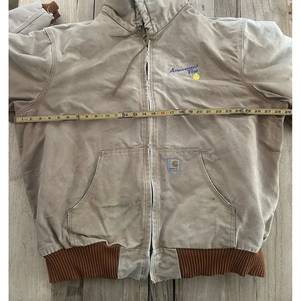 Vtg Y2K Men's‎ Carhartt J140 BRN Brown Hooded Canvas Jacket 2XL Distressed